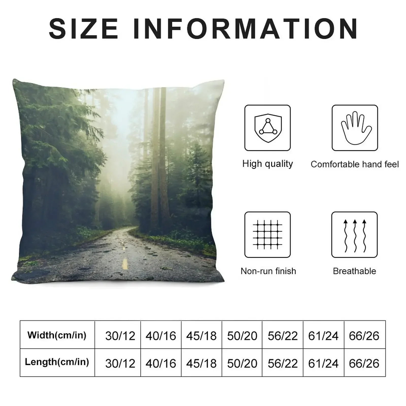 Green Forest Fog Road Wanderlust - California Redwoods Road Trip Throw Pillow Custom Cushion Photo Cusions Cover pillow