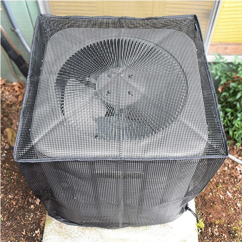 Mesh Air Conditioner Cover with Adjustable Buckle Strap for Outdoor AC Unit Protective Cover Free From Leaves Grass Blockage