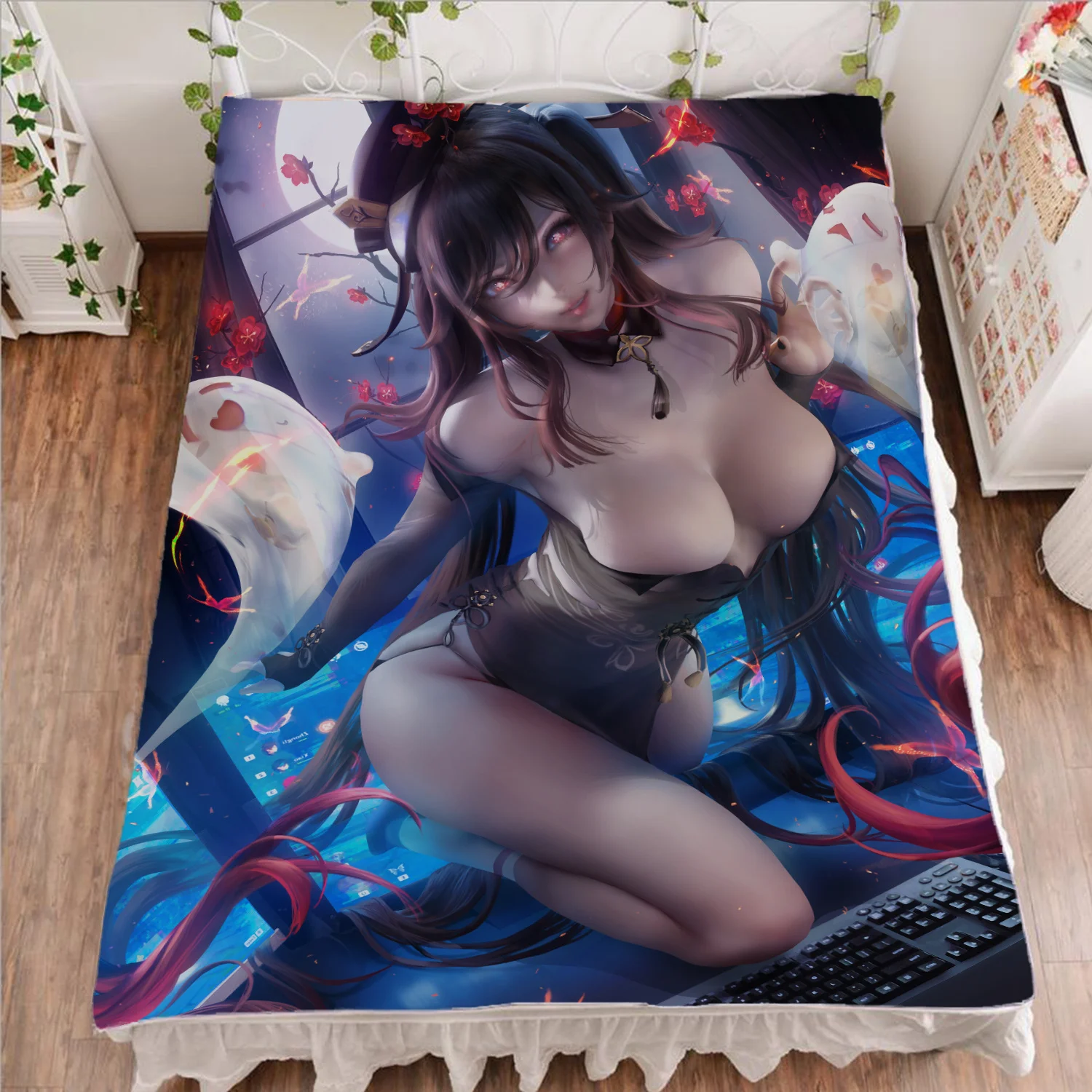 

150x200cm Anime Yanfei Bed Sheet Adult Artist Hutao Characters Duvet Cover Hu tao Custom Warm Flannel Blanket