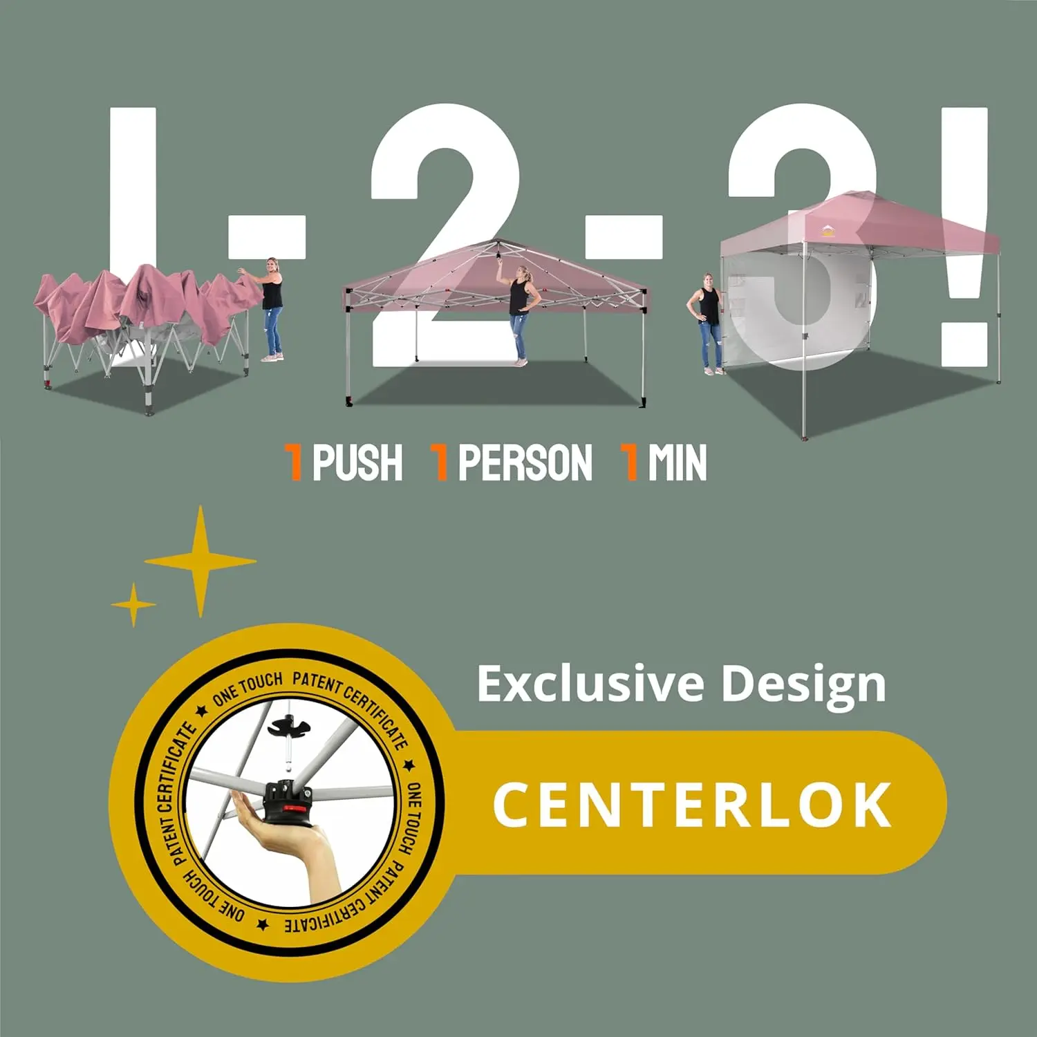 خيمة بمظلة، مأوى خارجي محمول 10 × 10 أقدام مع جدار جانبي واحد، قفل مركزي سهل الدفع، حماية من الأشعة فوق البنفسجية، وحقيبة حمل #2