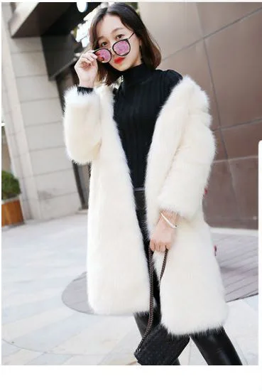 2025 vêtements pour femmes mi-long fausse fourrure de renard manteau de fourrure hiver nouveau 1205