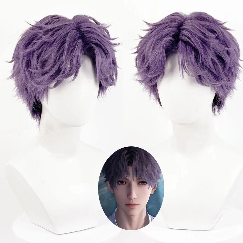 

Game Male Lead Modeling Wig Cover Rafayel Role Cos Simulation Wig Man Daily Fashion Clothing Match Center Parting Short Hair