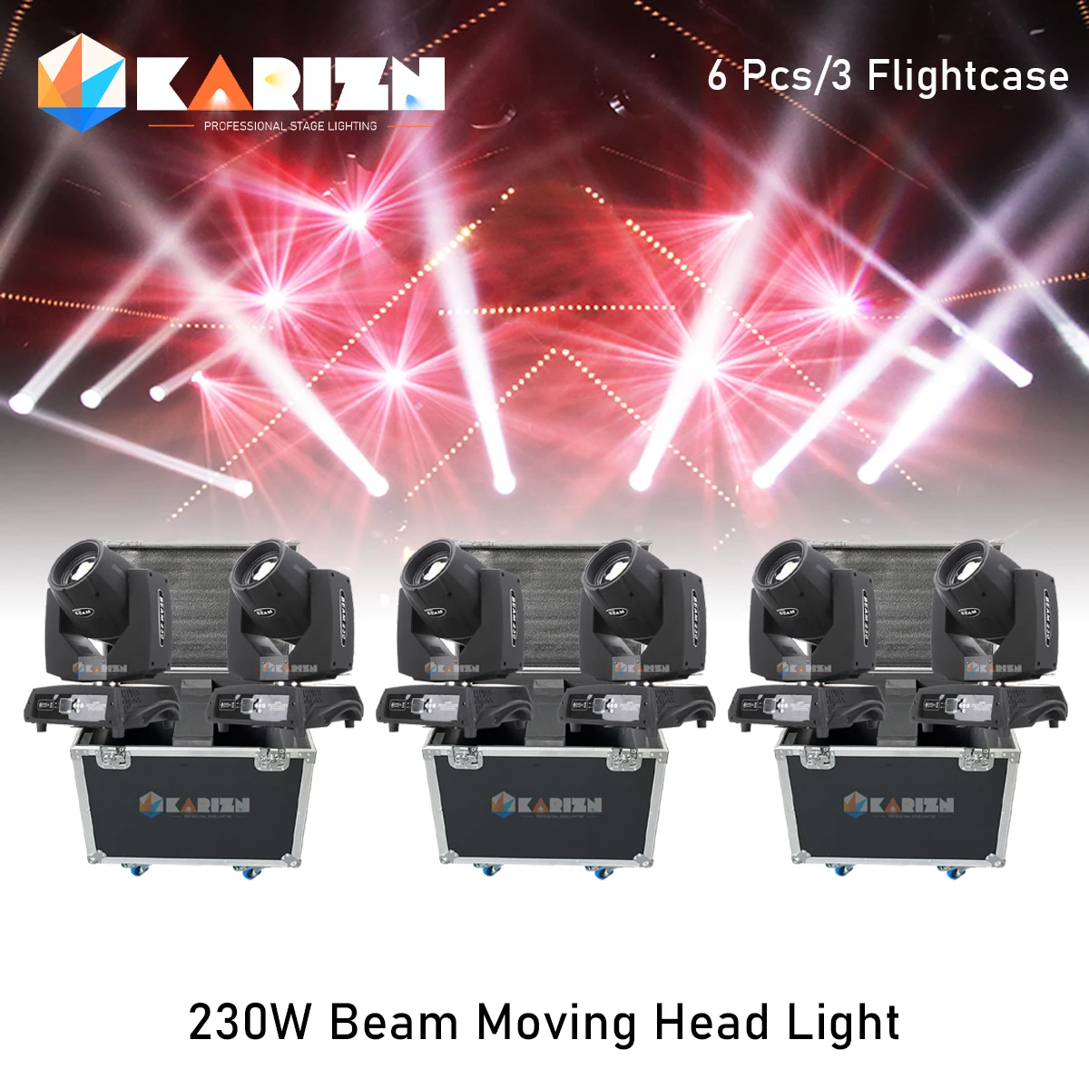 

0 Tax 6Pcs 7R 230W Sharpy Moving Head Beam Light With Case Wash Spot Stage Effect Light For DJ DMX 17 Gobos 14 Colors Fixture