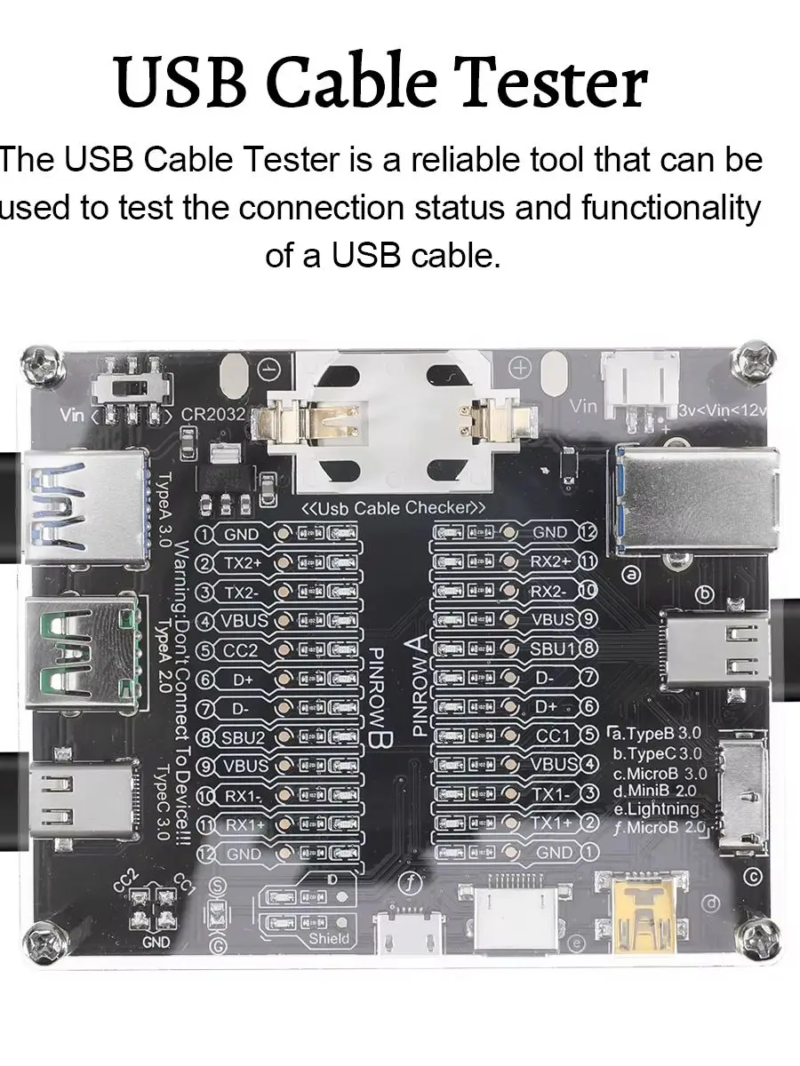 Kabel USB Płytka testowa linii danych Sprawdzanie kabli Tester kabli USB Wyłączanie zwarć dla narzędzia płytki testowej typu C — 2