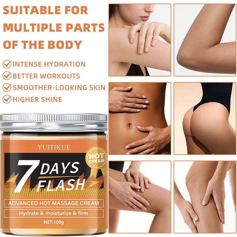 كريم YUITIKUE 7 أيام فلاش هوت 100 جرام - تدليك ساخن متطور، يشد البشرة وترطيبها، للذراعين والبطن والساقين، محسن للتمرين #6