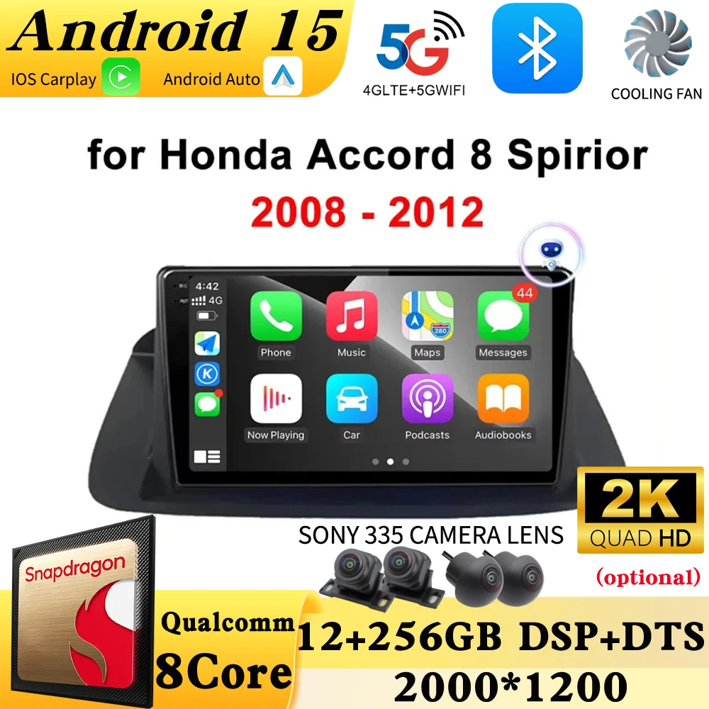

Android 14 Car Radio For Honda Accord 8 Spirior 2008 - 2012 Multimedia Player Car Intelligent System Auto GPS Navigation Tools