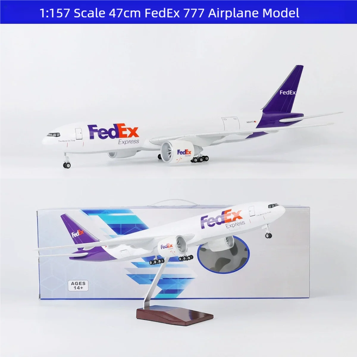 

1/157 Scale Model Diecast Airplanes B777 FedEx Cargo Airways 47cm Resin Aircraft With Landing Gear Collection Display Or Gifts
