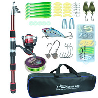 1.8m 2.1M 2.4M Fishing Rod and Reel Combo - Fishing Rod Spinning Reel Bag Line Lure Hooks Full Kit