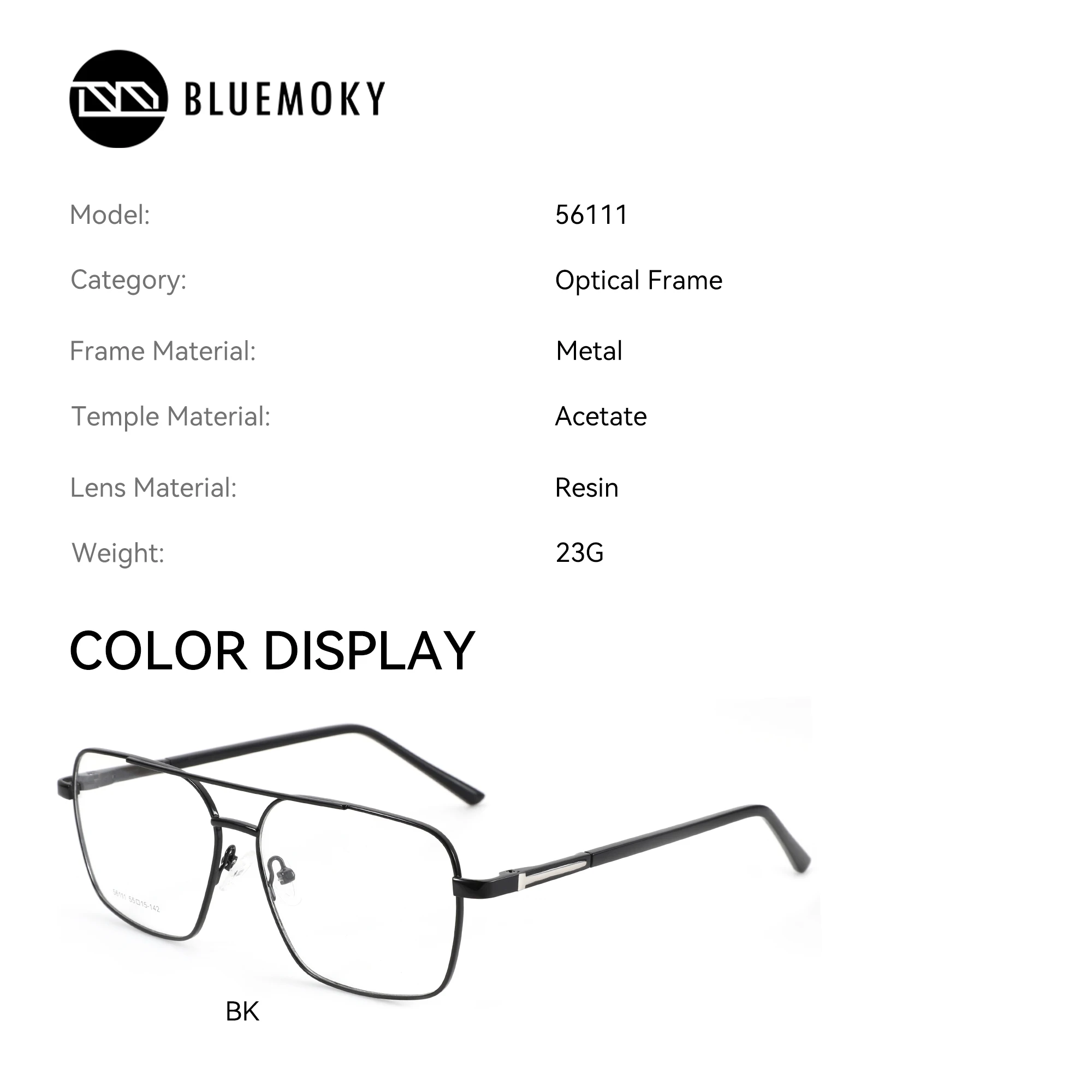 BLUEMOKY (مقاس L) نظارات طبية معدنية عالية الجودة للرجال نظارات بصرية تقدمية للطيار المشهور