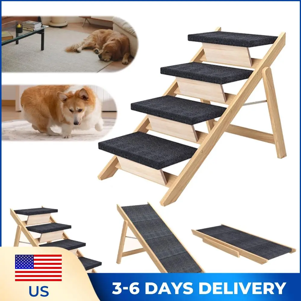 

Деревянная лестница-трап для кошек для улицы и дома, нескользящая, с ковровым покрытием, для подъема на ступеньки, игрушка для питомцев