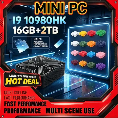 Multi‑Color Pattern Shell Mini PC Intel I9‑10980HK 16GB+2TB Quiet Cooling Output Windows11 Portable Desktop for Study Office