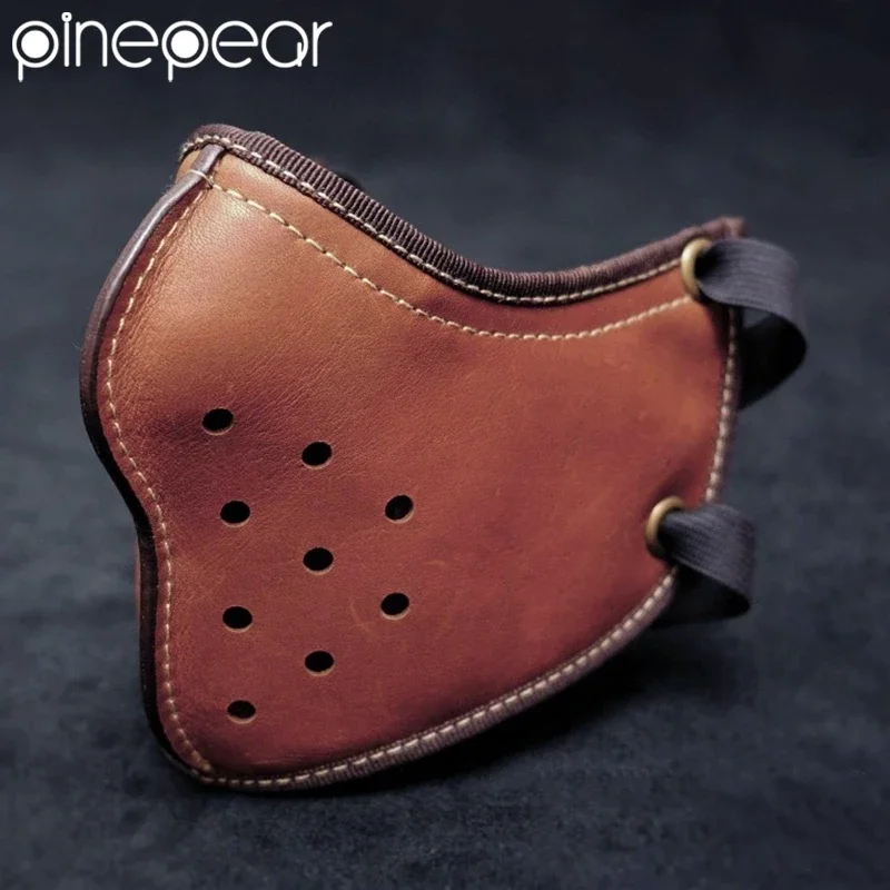 

Мотоциклетная маска PinePear в ретро-стиле, из искусственной кожи, винтажная, для езды на мотоцикле, коричнево-черная, в стиле панк, для масок Halley