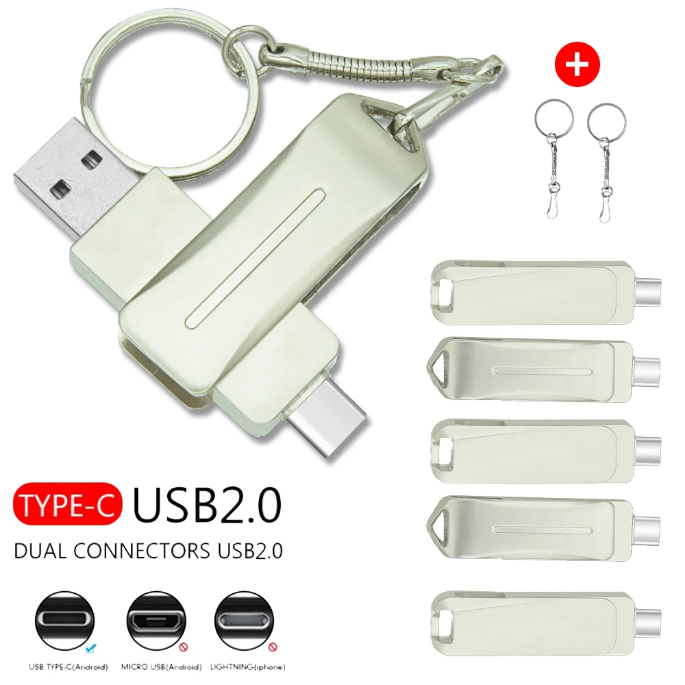 

USB 2.0 otg type-c 32GB 64GB Metal Usb Flash Drive 128GB Pen Drive Usb Stick for SmartPhone, MacBook, Tablet