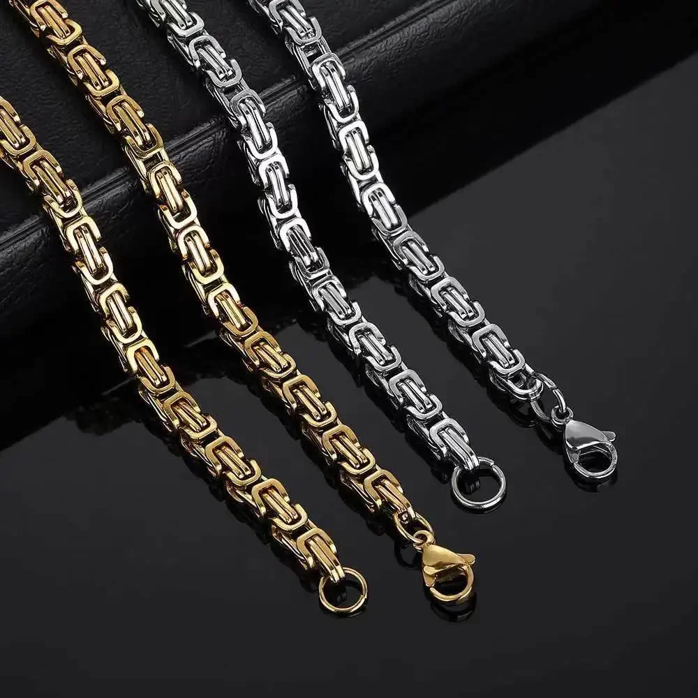 KCRLP 50CM Solid Chain Retro Silver 18K gold Color 5MM Necklaces Gorgeous for Men woman Boy fine Jewelrys Wedding party