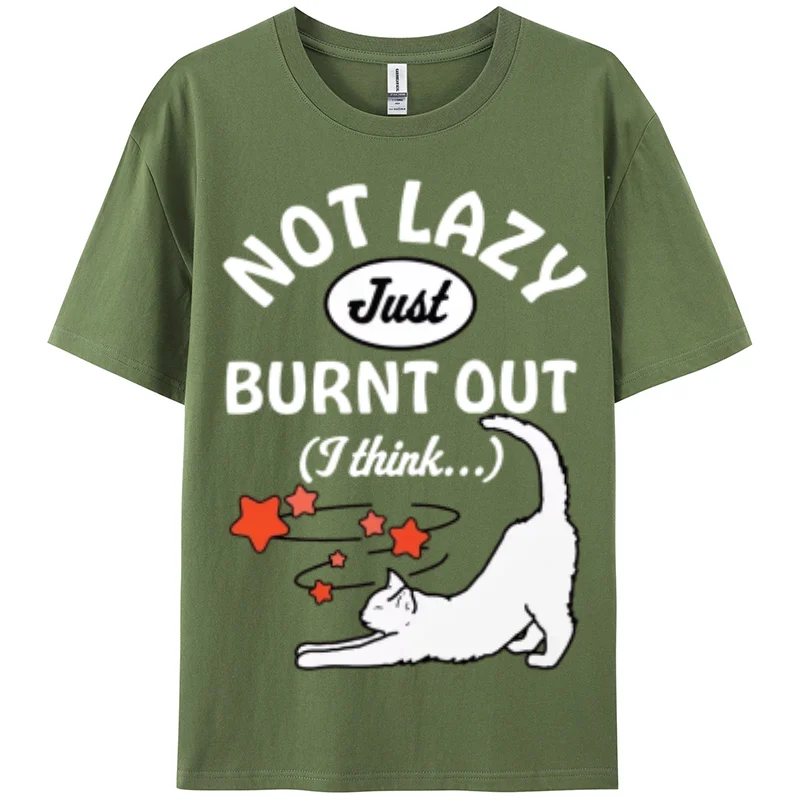 

Not Lazy T Shirt Cute Kawaii Cat Streetwear Short Sleeve Women Fashion Camisetas Punk Print T-Shirt Casual Women' Clothing