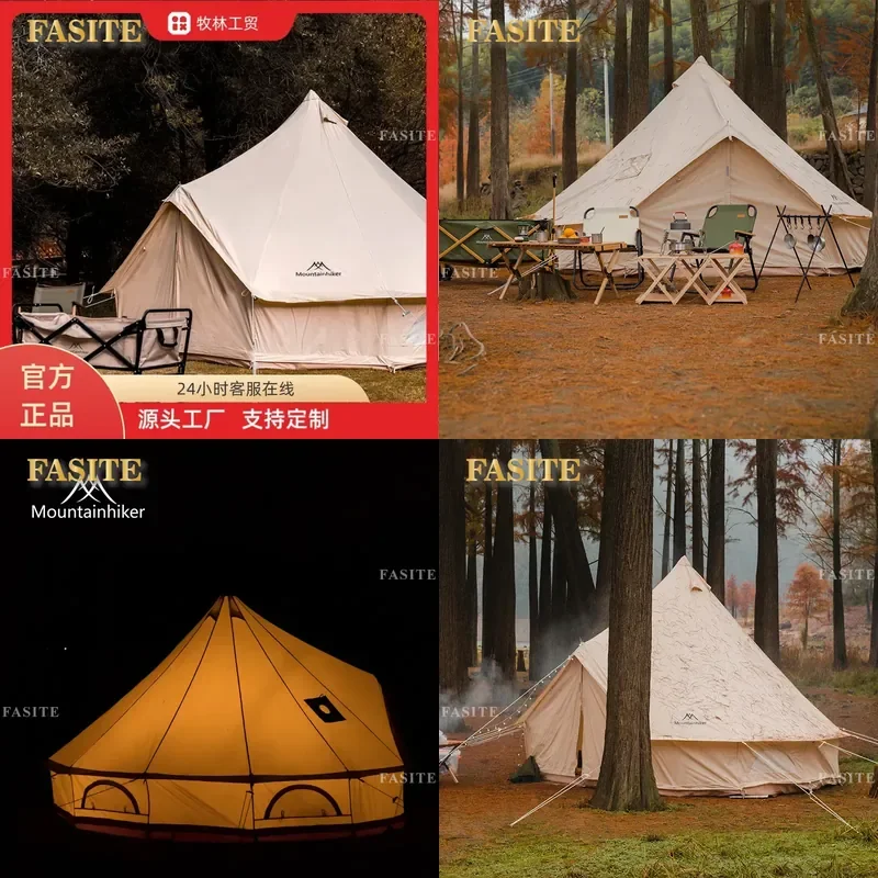 For Camping Cotton Tent Yurt Windproof Rainproof Sun Protection Thickened Retro Style Outdoor Shelter Factory Direct Sales