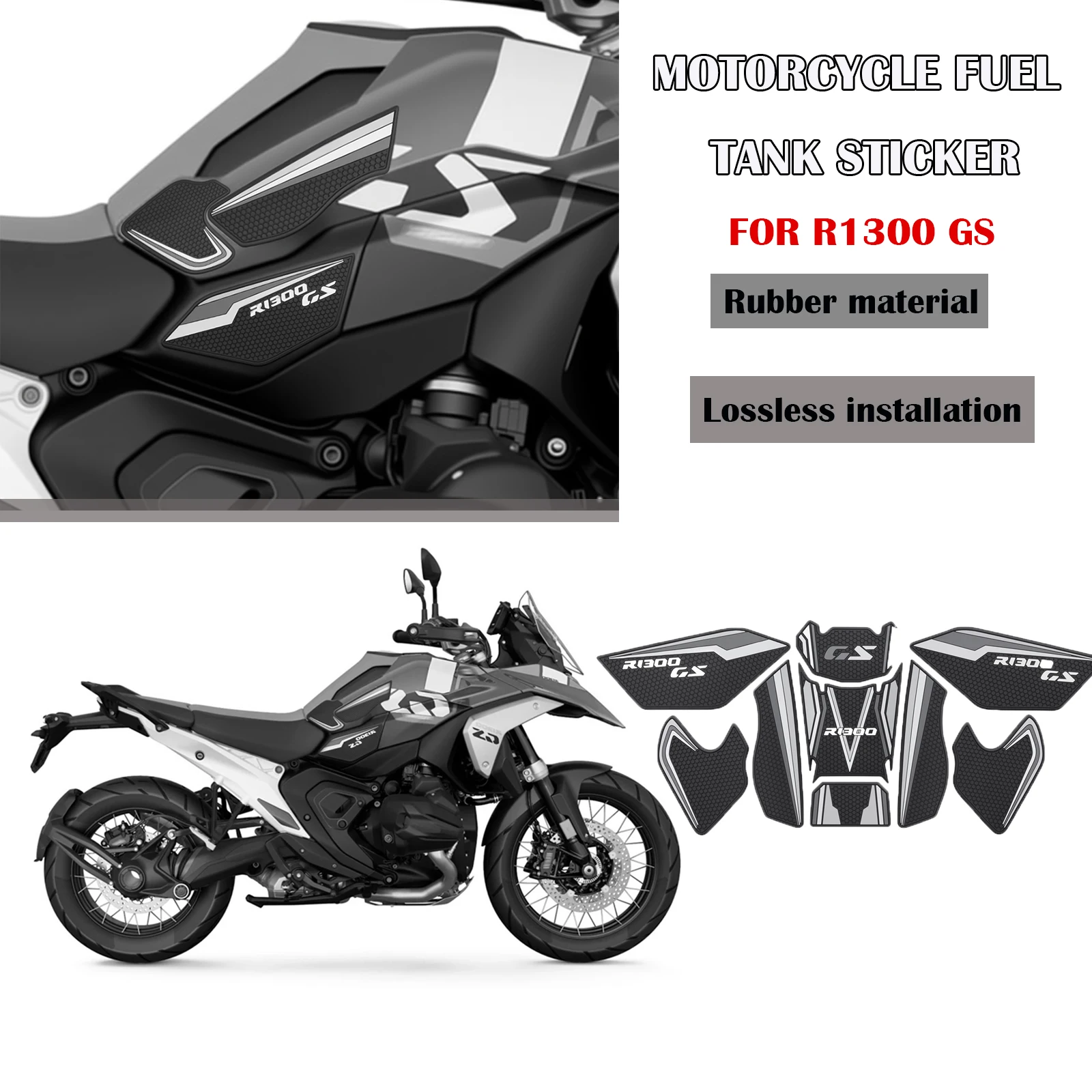 

Для BMW R1300 GS R1300GS 2023 2024, тяговая накладка на топливный бак мотоцикла, нескользящая боковая наклейка на топливный бак, защитная наклейка, аксессуары