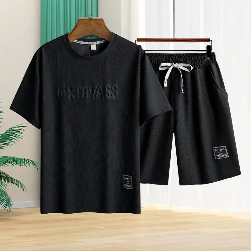 Summer suit Men\'s Loose Casual Short-sleeved T-shirt Sets Fashion Shorts Set Thin Trendy Short-sleeved Men\'s Two-piece suit