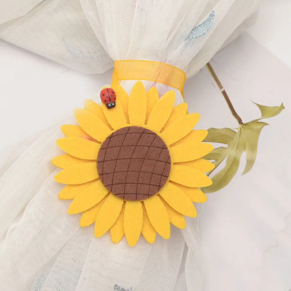 4pcs Sunflower Curtain Tiebacks Clips for Sheer & Blackout Curtains – Stylish Home Decoration Holdbacks