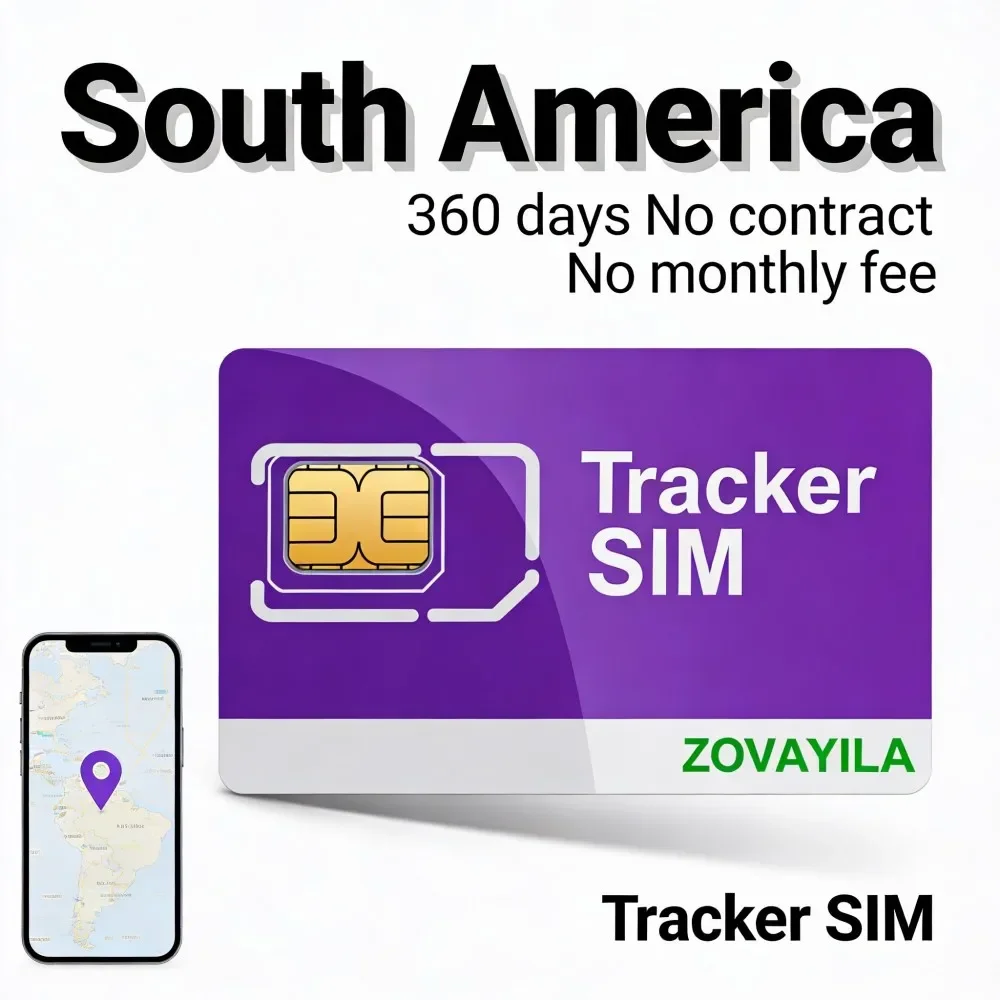 4G SIM Card for GPS Tracker South America No Contract 360MB/360 Days Tri-Size Cat1/Cat4 Compatible with ST-906 TK913 GT06