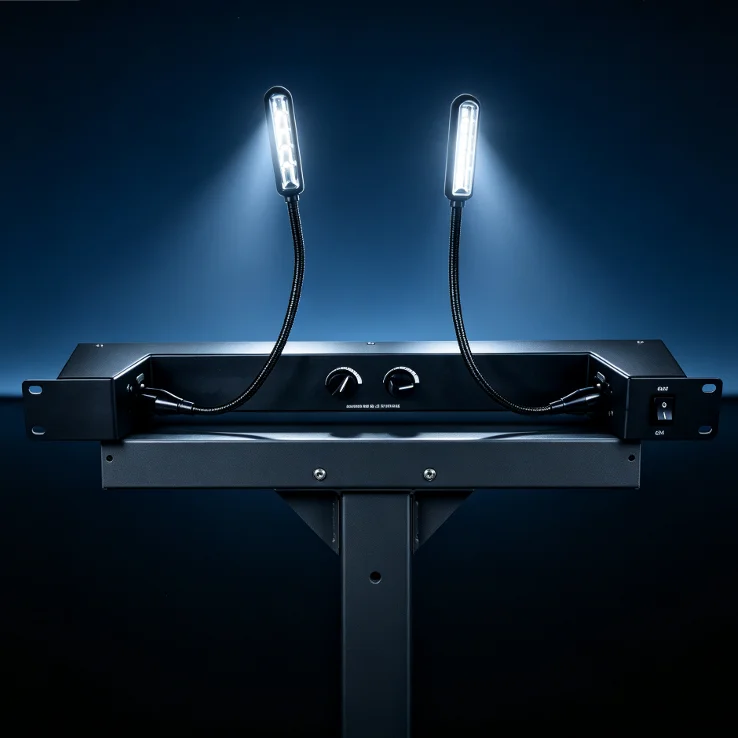 1U 19 Inch Rack Mount LED Gooseneck Light, 360° Adjustable Rack Lamp for Audio Amplifier, Stage Equipment Cabinet
