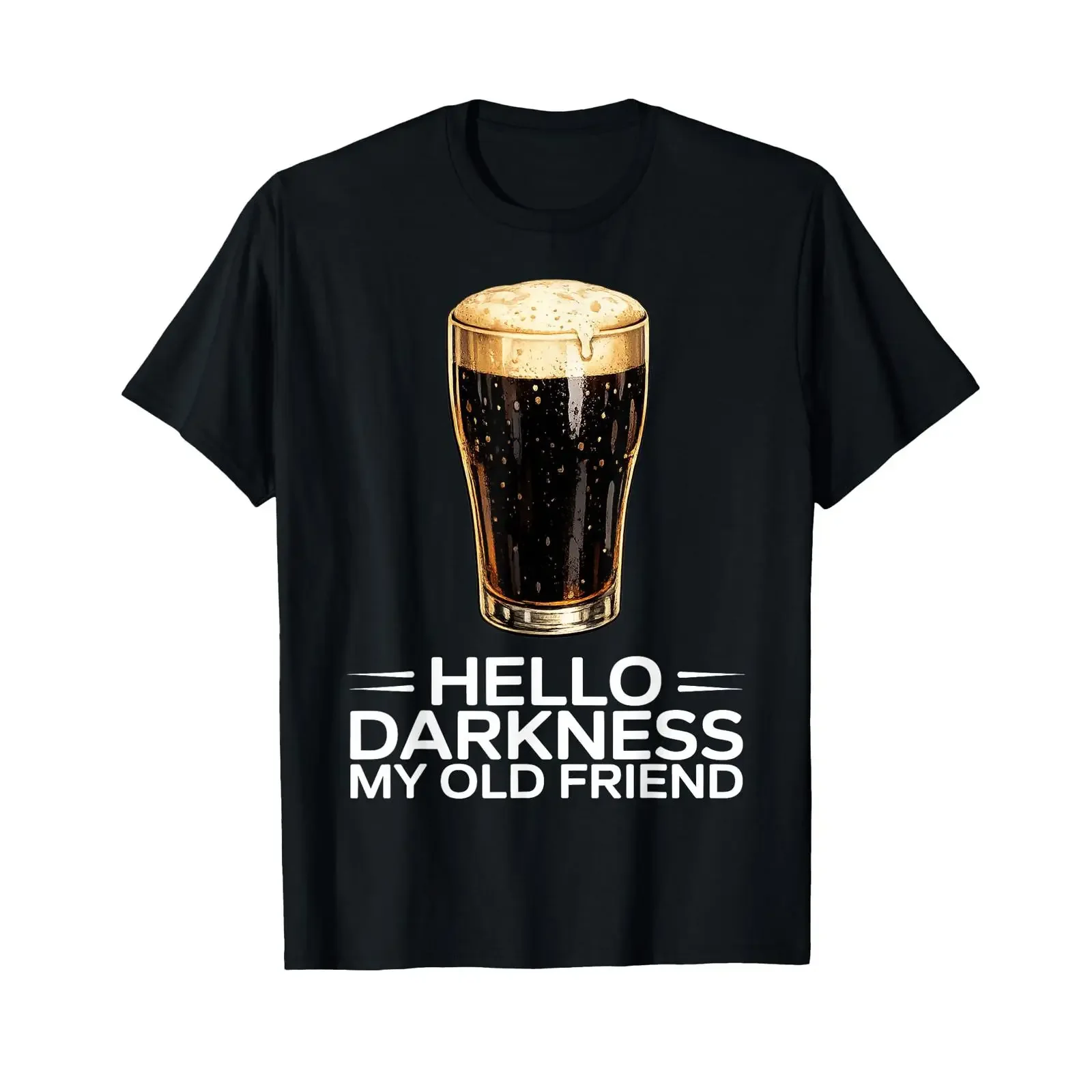 Hello Darkness My Old Friend Dark Irish Beer Design T Shirt vintage Washed Top For Everyday Wear graphic streetwear
