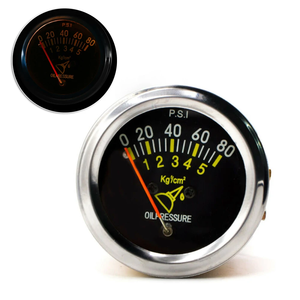 High quality Practical Oil Press Pressure Gauge 1PC Black Replacement 0 ~ 80 PSI 2 inch Mechanical Metal Meter