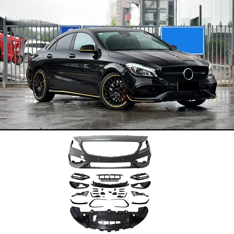 W117 CLA200 CLA220 CLA45 body kit for W117 To CLA45 Style With Front Bumper Grille Rear Bumper And Exhaust Tips