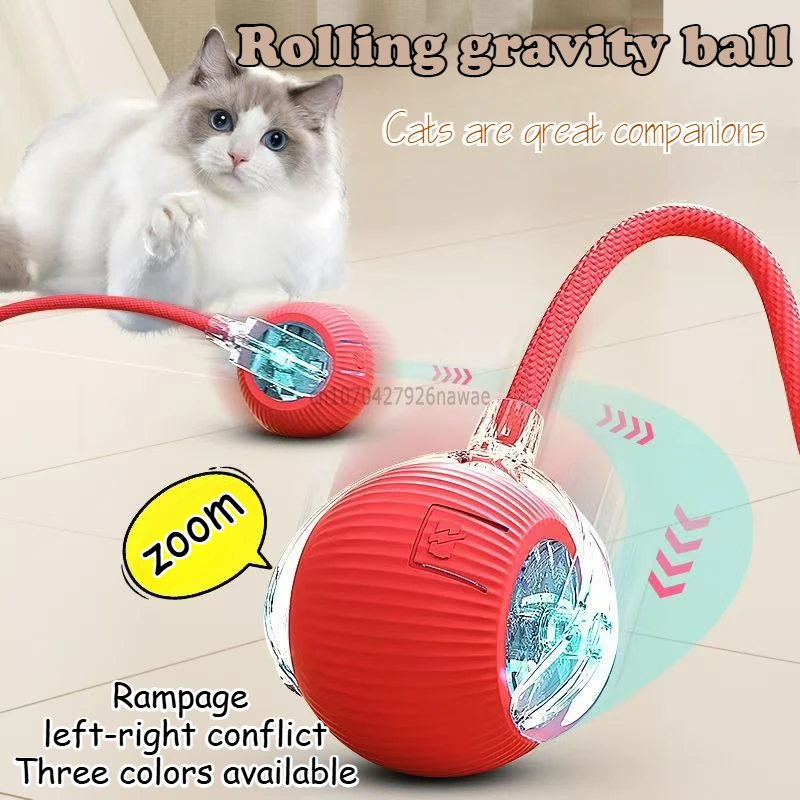 لعبة تفاعلية للقطط، لعبة كرة دوارة أوتوماتيكية، ملحقات القطط، كرة دوارة، ألعاب كرة سحرية لتدريب القطط، تقليد الماوس #1