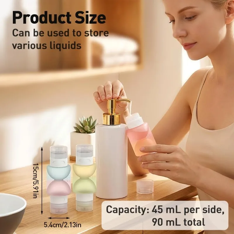 Premium 3,04oz Silikon-Reiseflasche Auslaufsicher Nachfüllbare Quetschtube für Shampoo Duschgel TSA-zugelassene Toilettenartikel – Detail 10