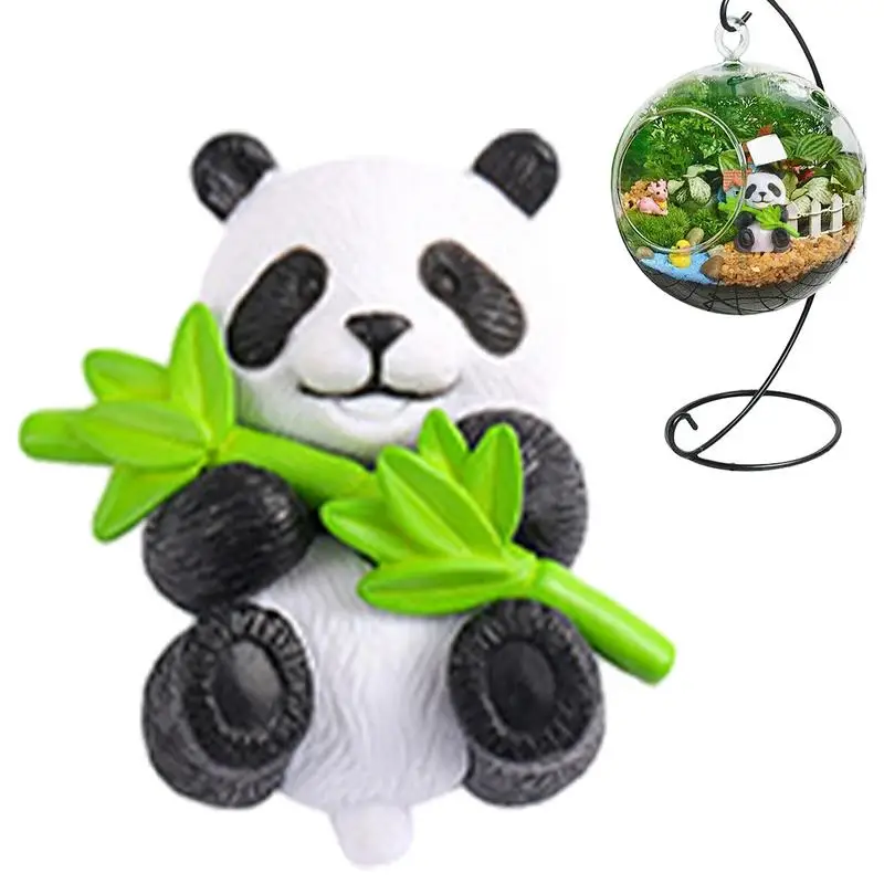 Panda Mini Figurines Miniature Panda Microo Landscape Ornament Flower Potted Decor Resin Handmade Home Desktop Decoration Gift