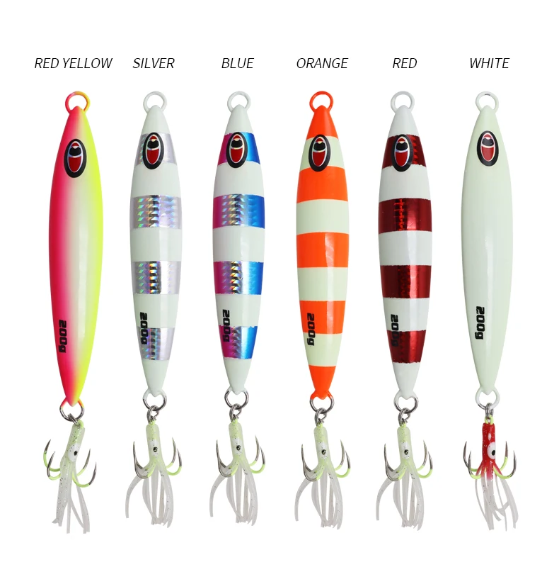 ZYZHE 1 Stück Meeresangelköder Pencil Bait 180/250G JIG Simulierter Kunstköder mit Haken Leuchtender Boot-Angelköder JIG – Detail 3