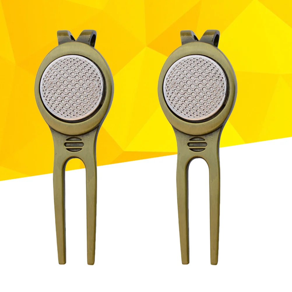 2 قطعة أداة إصلاح ديفت المحمولة قبضة مريحة جولف شوكة خضراء مع علامة الكرة لعشاق أداة ديفوت