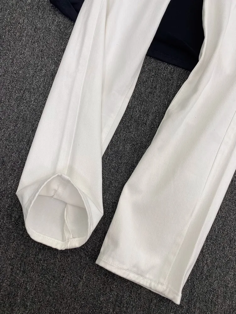 

White Men's Summer Thin Jeans Loose Wide Leg High Waist Slim Straight Cut Trousers Youth Faion Wear Comfortable Drapey