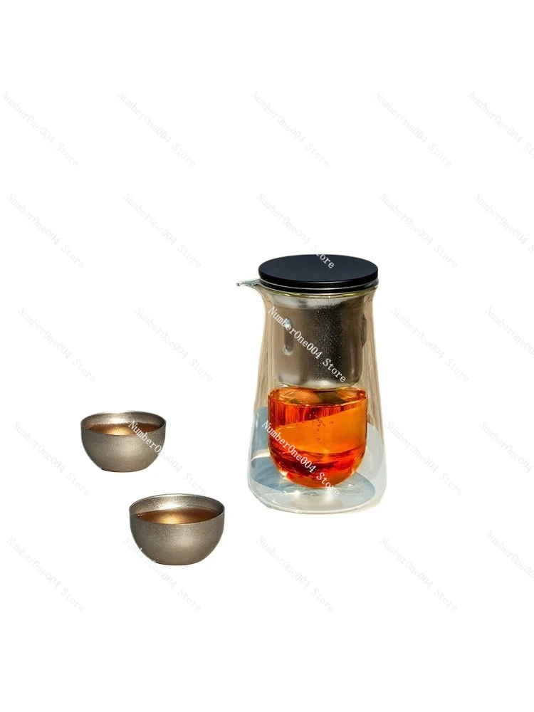 

Portable Magnetic Tea Set - Camping Travel Cups with Stainless Filter, 4-Piece Anti-Slip Kit