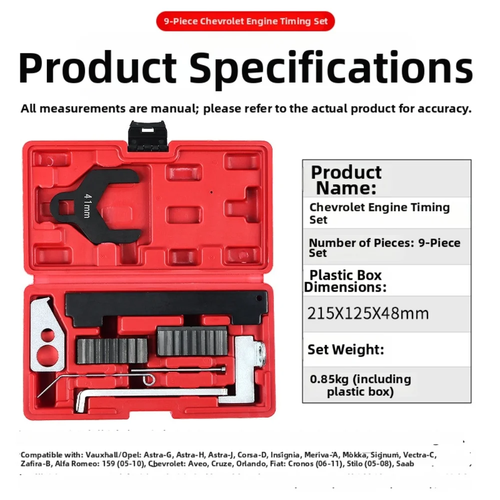 9-Piece Timing Tool Set Designed for Chevrolet For 1.6L and For 1.8L Engines Including Crank Locking Tool Cam Holding Bar