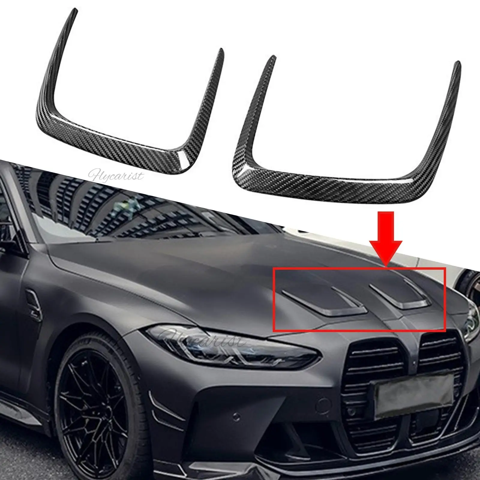 for BMW M3 M4 G80 G82 G83 Carbon Fiber Black Front Bonnet Frame Cover