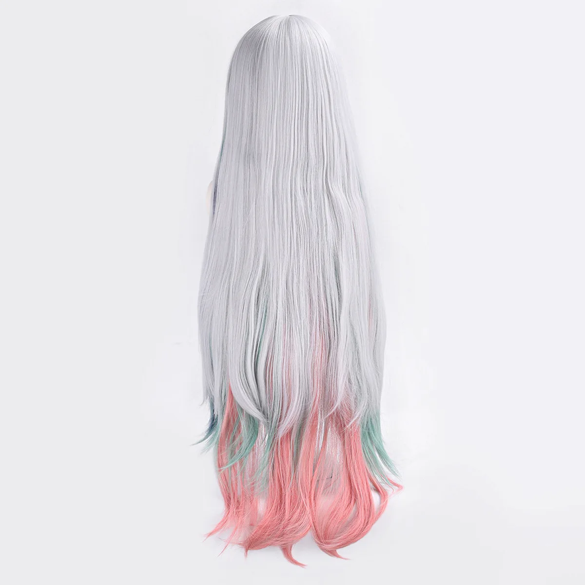 Game Arknights Yi Cosplay Gradient Gray Blue Green Pink Long Hair Wig