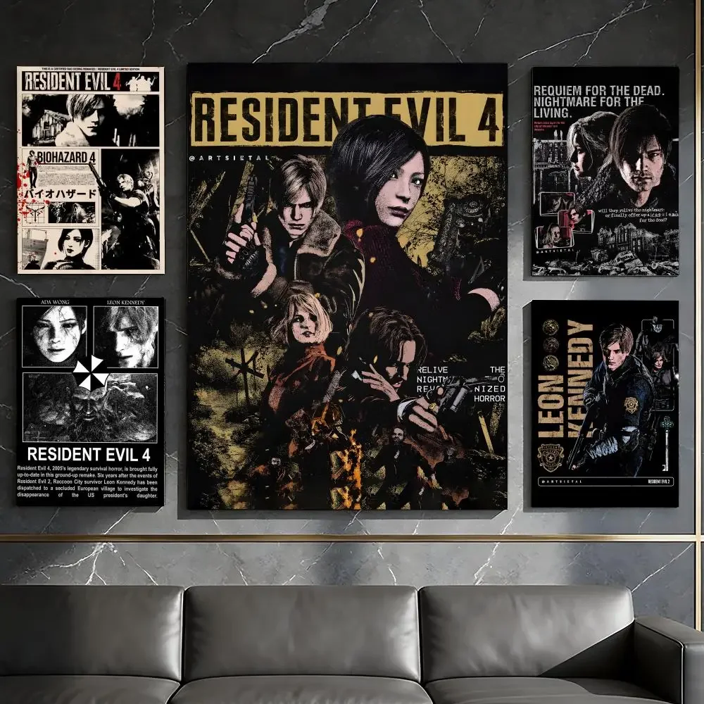 Game R-resident Evil Poster Waterproof Peel & Stick Wall Sticker Self Adhesive Art Decor For Living Room Bedroom