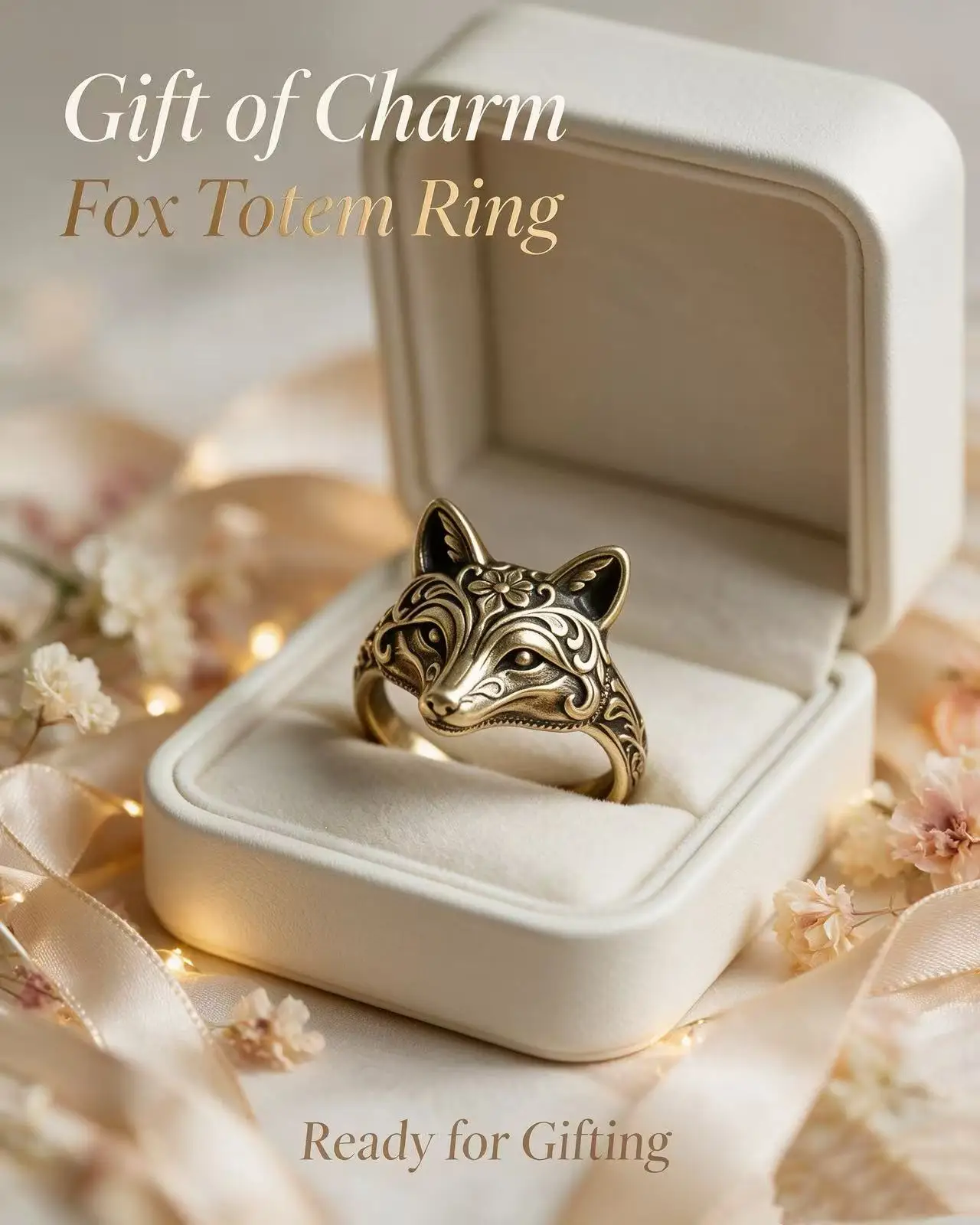 2026 new fashion animal-shaped fox wolf ring, face engraved beautiful line jewelry