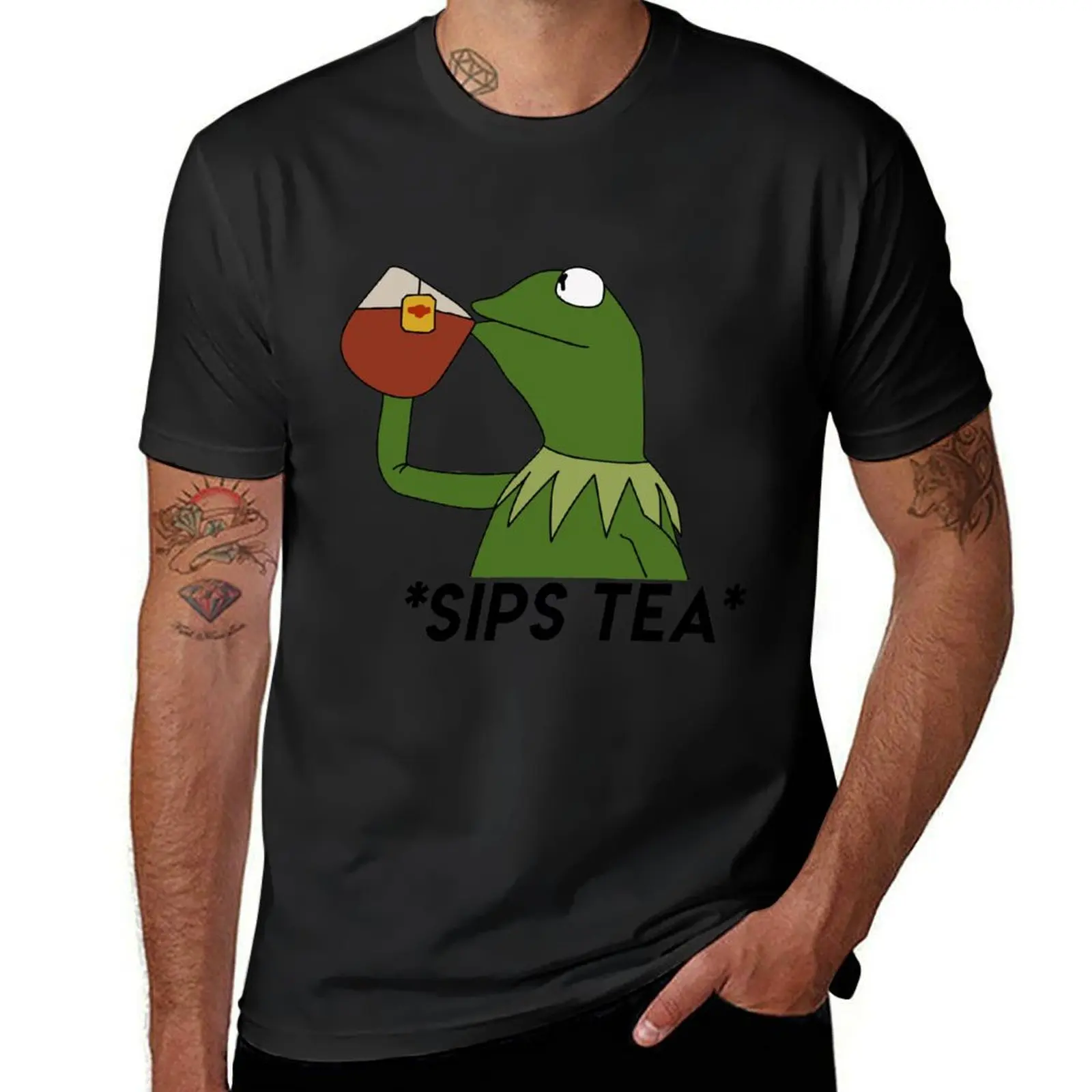 

sips tea T-Shirt graphics vintage men clothes