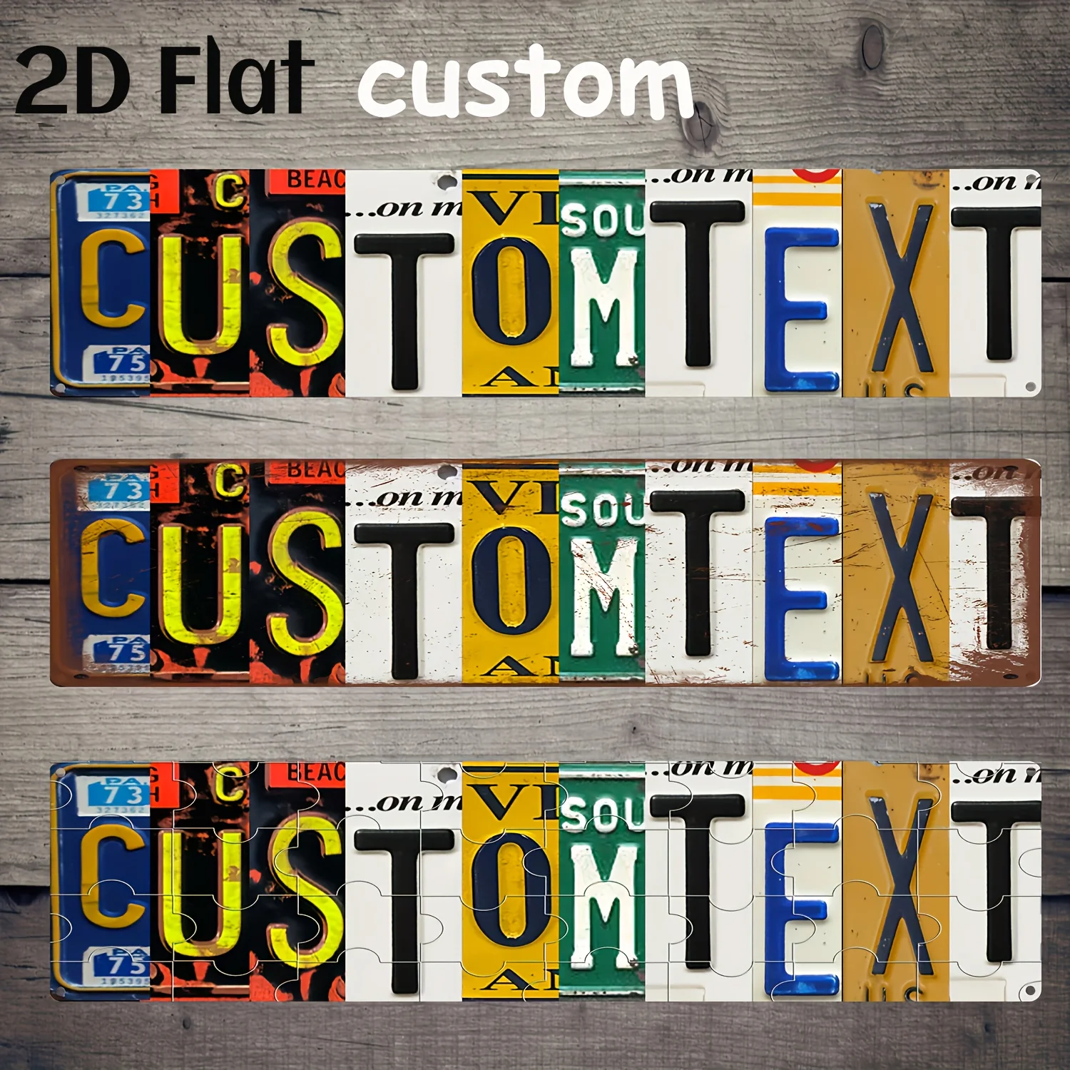 2D Flat, 1pc 2D Flat Customized Metal Signs with Letter and Number Splicing Metal Plates, Personalized Exclusive Slogans, Commem