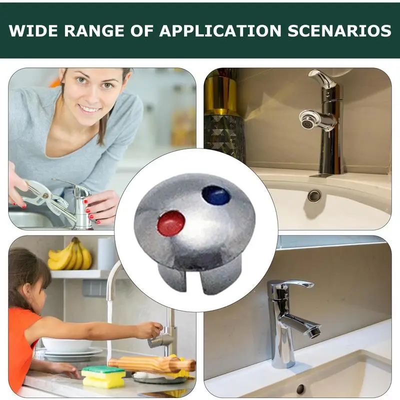 Faucet Handle Hot Cold Water Sign Accessories 20PCS Hot/Cold Water Label Index Buttons Kitchen Bathroom Mixer Tap Indicate