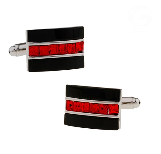 Crystal Cuff Links For Men Luxurious Wedding Design Quality Brass Material Red Color Cufflinks Wholesale&retail