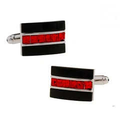 Crystal Cuff Links For Men Luxurious Wedding Design Quality Brass Material Red Color Cufflinks Wholesale&retail