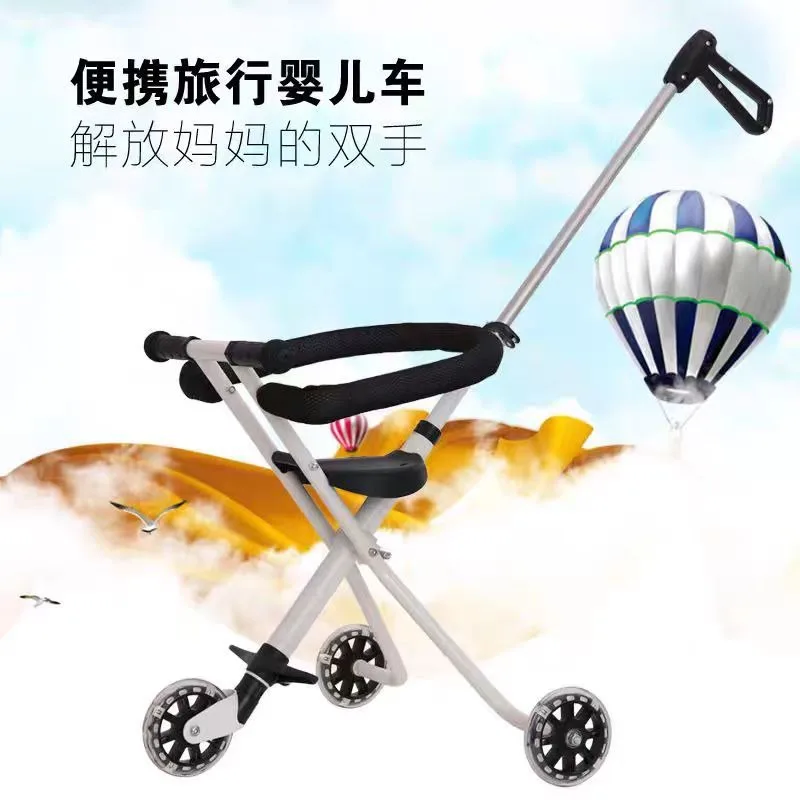Children's Baby Walking Artifact 3/5 Wheel Trolley Lightweight One-click Folding Foreign Car Travel Takes The Baby Out
