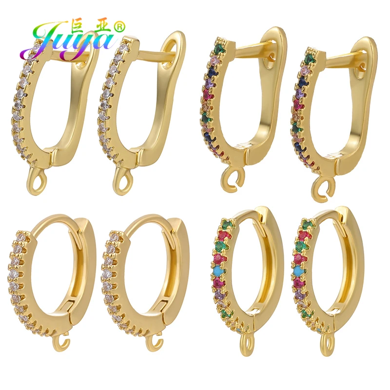 

Juya 18K Gold Plated Copper Basic Earwire Fasteners Earring Hook Locks For DIY Exquisite Women's Earring Jewelry Making Findings