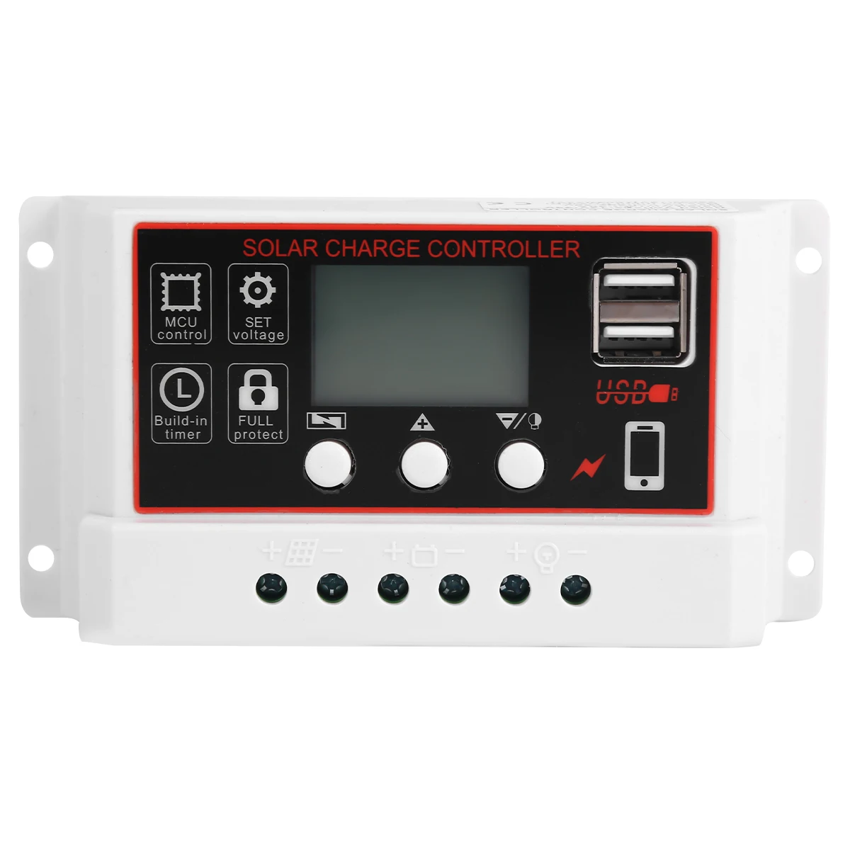 

Solar Charge Controller 30A 12V Black-faced Regulator Generator Solar Panel Timer Digital Display Lithium-ion