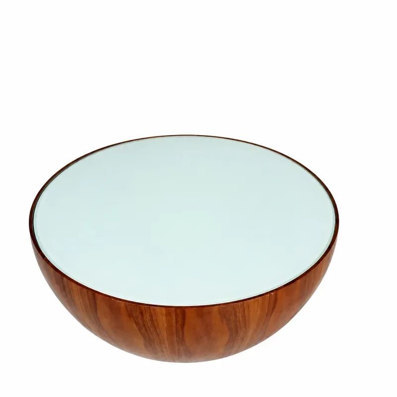 Modern Glass Low Coffee Table Nordic Style Fiberglass Large Bowl Storage Round Center Table for Living Room Home Decor