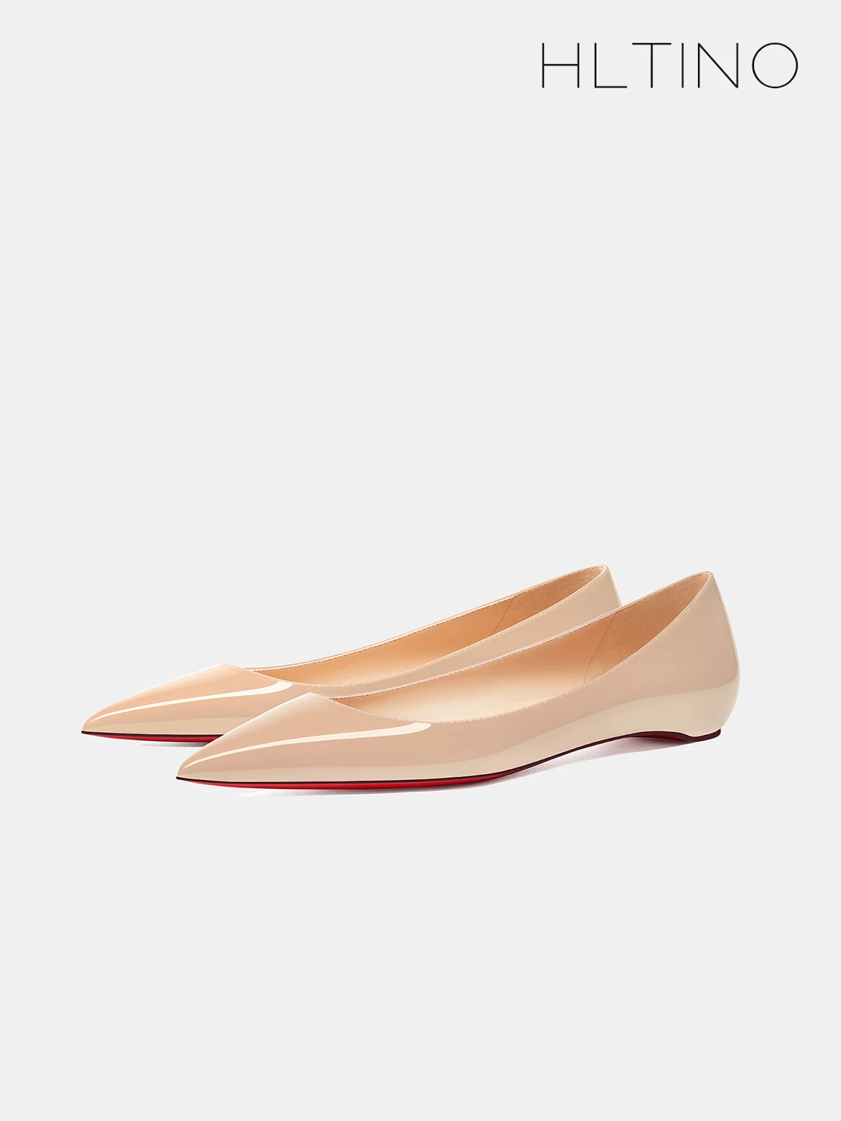 HLTINO Plus Size 43 Women Flats 2cm Casual Hidden Heel Shoes Nude Patent Leather Low Heel Spring Summer